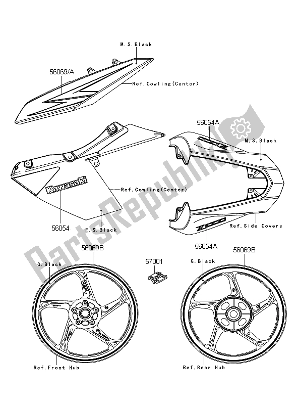 Tutte le parti per il Decalcomanie (arancione) del Kawasaki Z 1000 2012