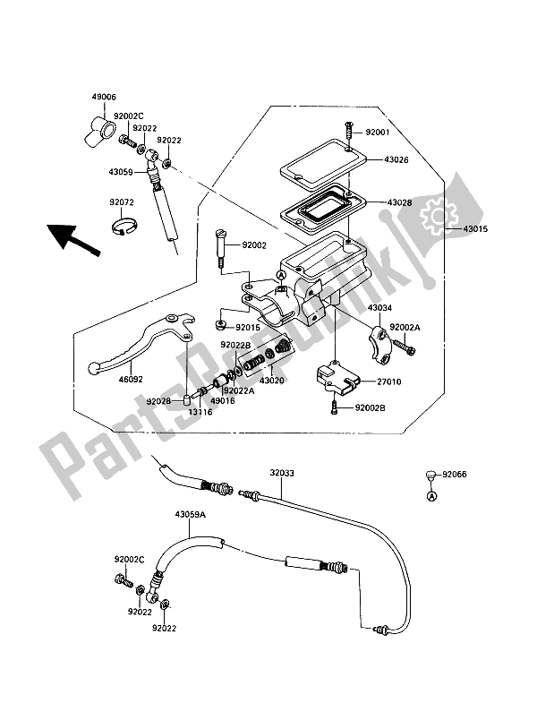 Tutte le parti per il Pompa Frizione del Kawasaki GPZ 900R 1989