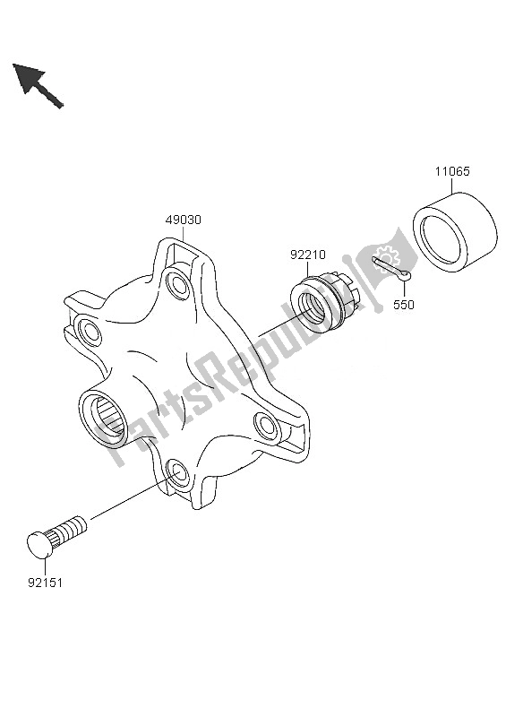 All parts for the Rear Hub of the Kawasaki KVF 360 2005