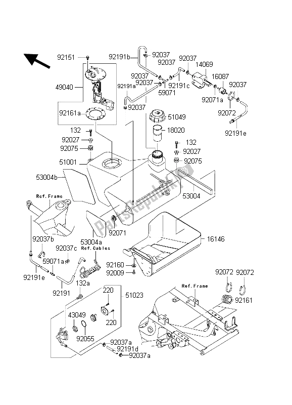 Toutes les pièces pour le Réservoir D'essence du Kawasaki KVF 650 Prairie 2002