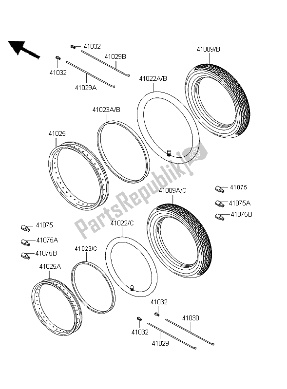 All parts for the Tires of the Kawasaki W 650 2004