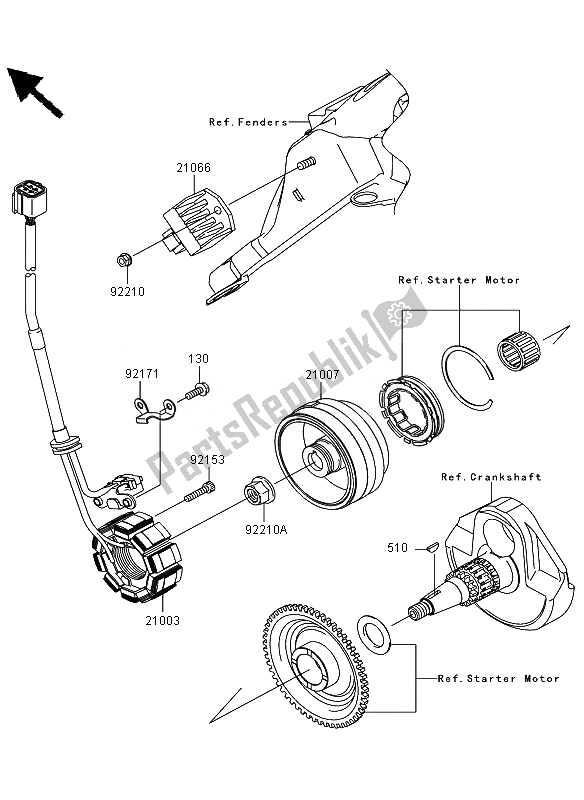 All parts for the Generator of the Kawasaki KLX 450R 2010