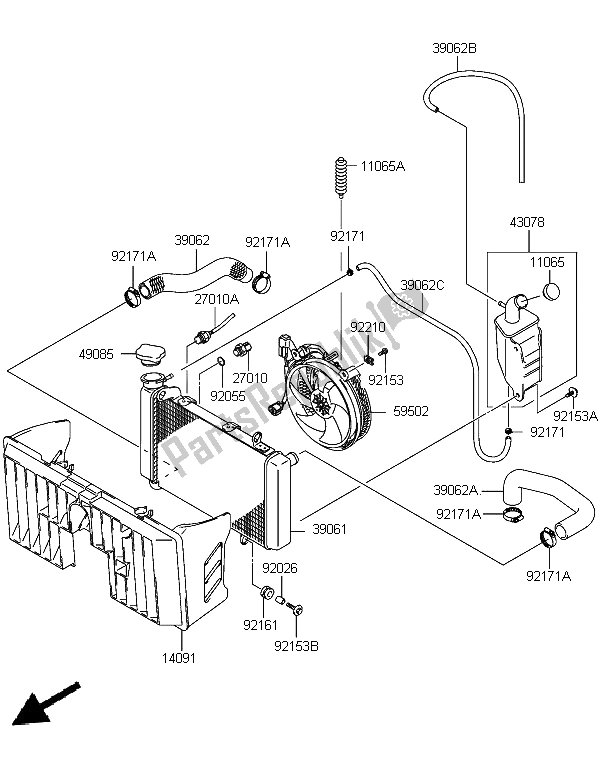 All parts for the Radiator of the Kawasaki KFX 400 2006