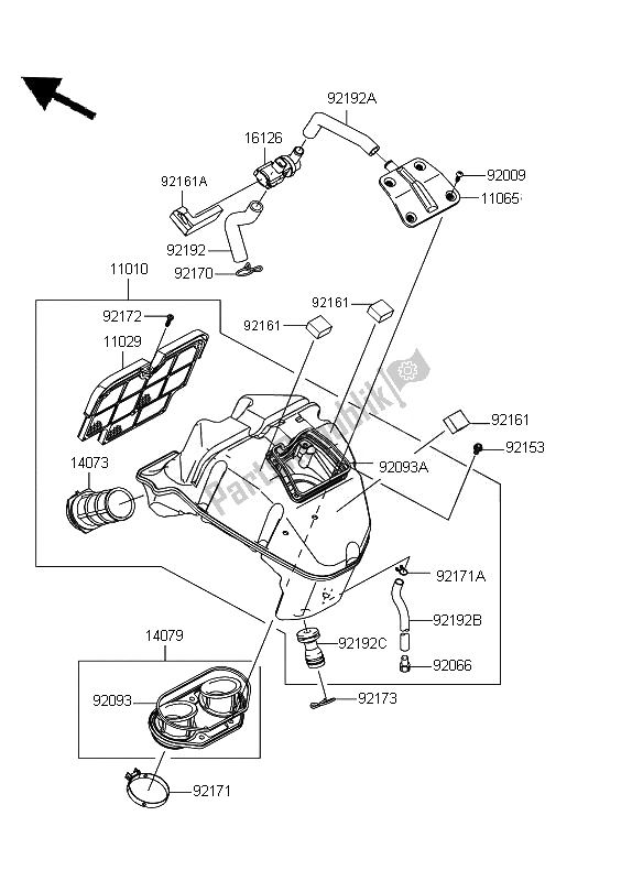 All parts for the Air Cleaner of the Kawasaki ER 6N 650 2011