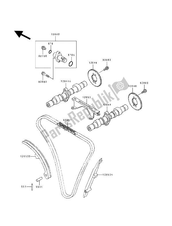 Tutte le parti per il Albero A Camme (s) E Tenditore del Kawasaki KLE 500 1994