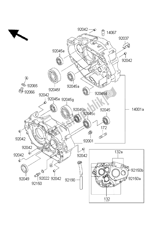 All parts for the Crankcase of the Kawasaki KLX 300R 1999