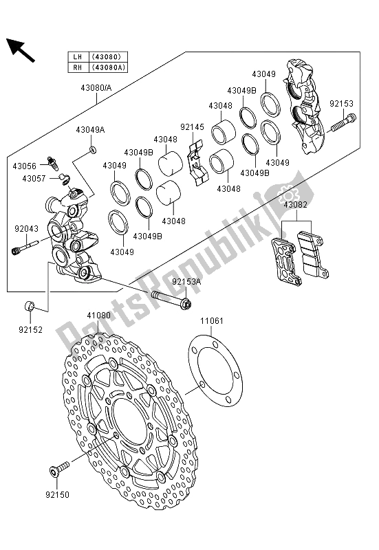 All parts for the Front Brake of the Kawasaki Z 1000 SX 2013