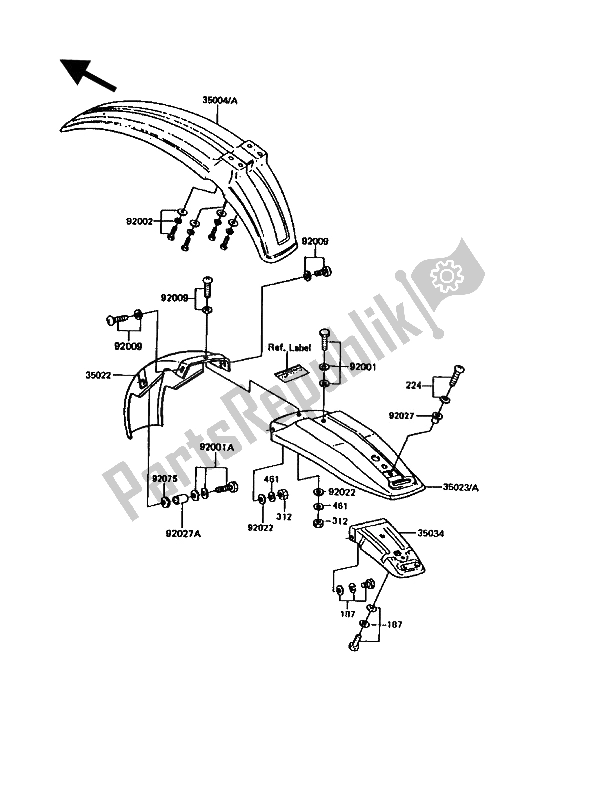 Tutte le parti per il Parabordi del Kawasaki KE 100 1994