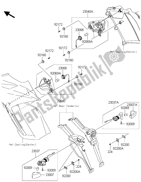 Tutte le parti per il Indicatori Di Direzione del Kawasaki Z 1000 SX ABS 2015