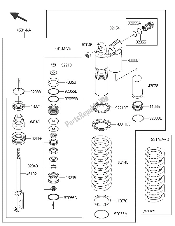 All parts for the Shock Absorber(s) of the Kawasaki KX 450F 2016