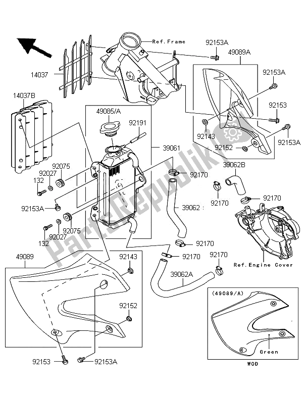 Todas as partes de Radiador do Kawasaki KX 65 2007