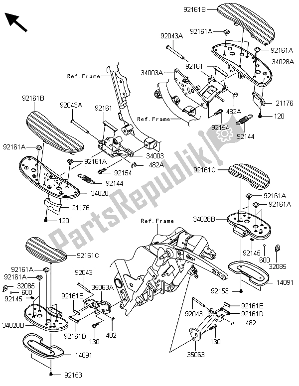 Toutes les pièces pour le Repose-pieds du Kawasaki VN 1700 Voyager ABS 2013