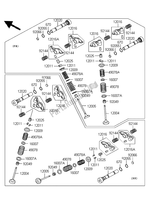 Todas as partes de Válvula do Kawasaki VN 1600 Mean Streak 2004