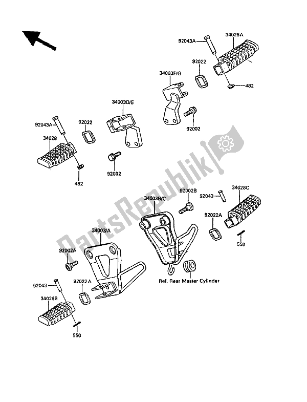 Toutes les pièces pour le Repose-pieds du Kawasaki KLR 650 1988