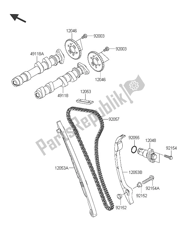 Todas as partes de árvore (s) De Cames E Tensor do Kawasaki ER 6N 650 2016