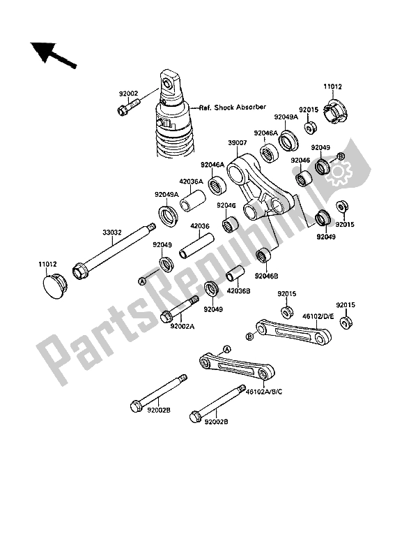 All parts for the Suspension of the Kawasaki KLR 650 1988