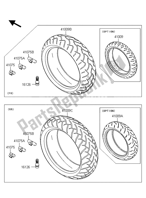 All parts for the Tires of the Kawasaki Z 1000 ABS 2010