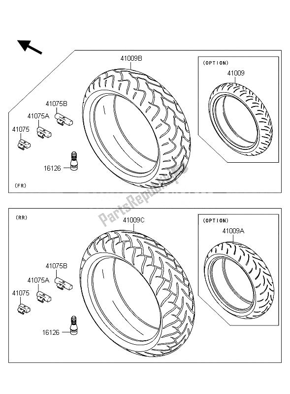 All parts for the Tires of the Kawasaki Z 1000 ABS 2010