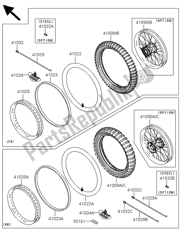 Todas las partes para Llantas de Kawasaki KX 250F 2009