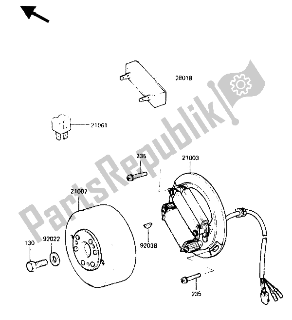 Tutte le parti per il Generatore del Kawasaki KDX 250 1985