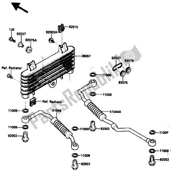 All parts for the Oil Cooler of the Kawasaki ZX 10 1000 1988