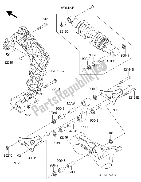 All parts for the Suspension & Shock Absorber of the Kawasaki Z 1000 ABS 2015