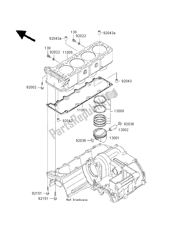 Wszystkie części do Cylinder I T? Ok Kawasaki ZRX 1200S 2003