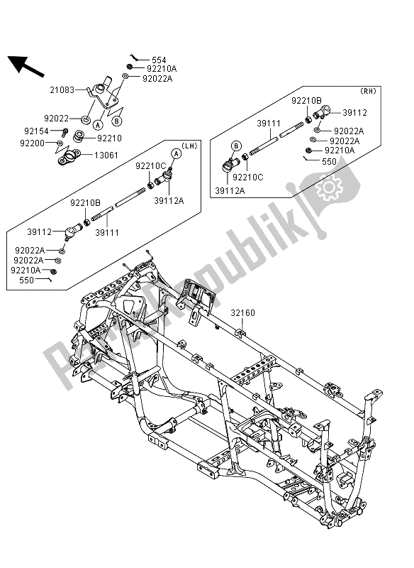 All parts for the Frame of the Kawasaki KVF 750 4X4 EPS 2012