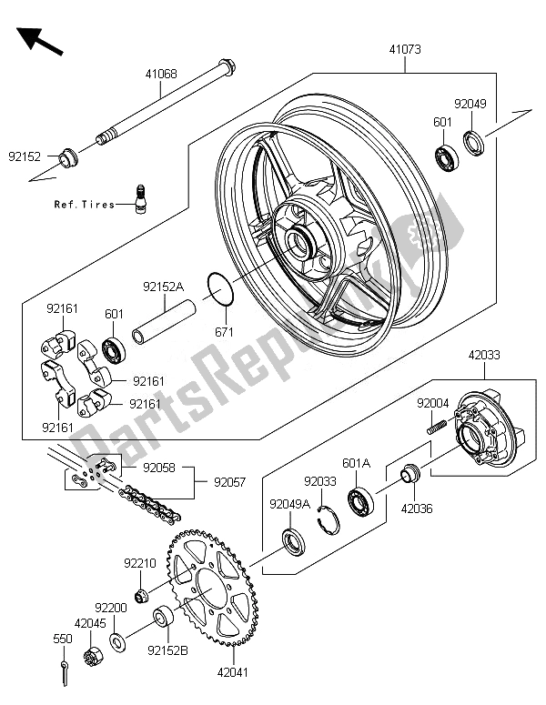 All parts for the Rear Hub of the Kawasaki ER 6F ABS 650 2014