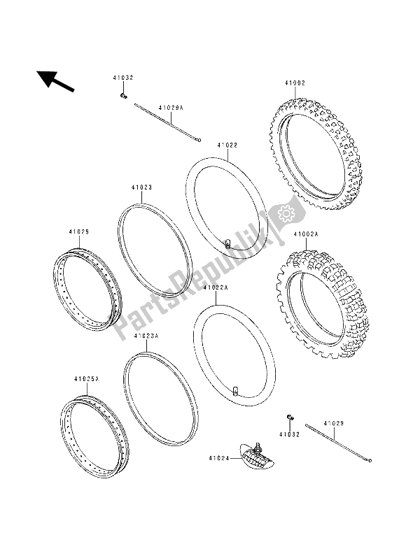 Alle onderdelen voor de Band van de Kawasaki KDX 125 1990