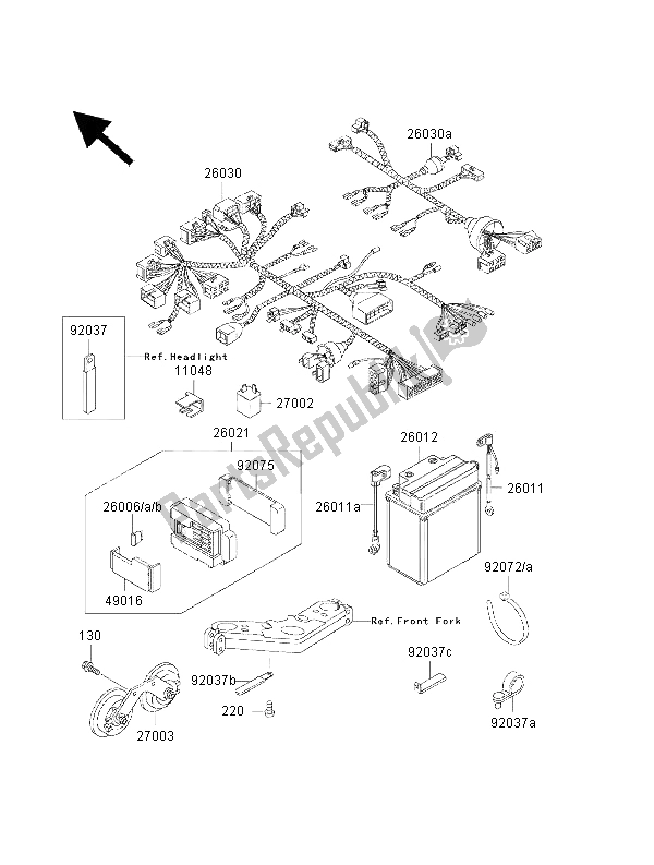 Alle onderdelen voor de Chassis Elektrische Apparatuur van de Kawasaki 1000 GTR 2000