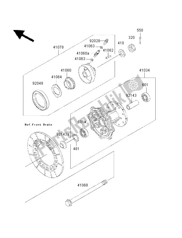 Tutte le parti per il Mozzo Anteriore del Kawasaki KMX 125 2001