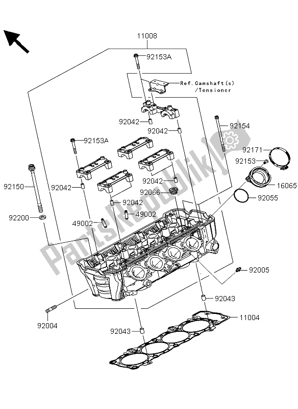 All parts for the Cylinder Head of the Kawasaki Versys 1000 2013