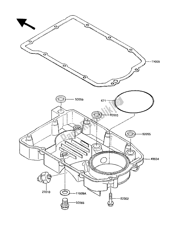 All parts for the Oil Pan of the Kawasaki GPZ 600R 1989