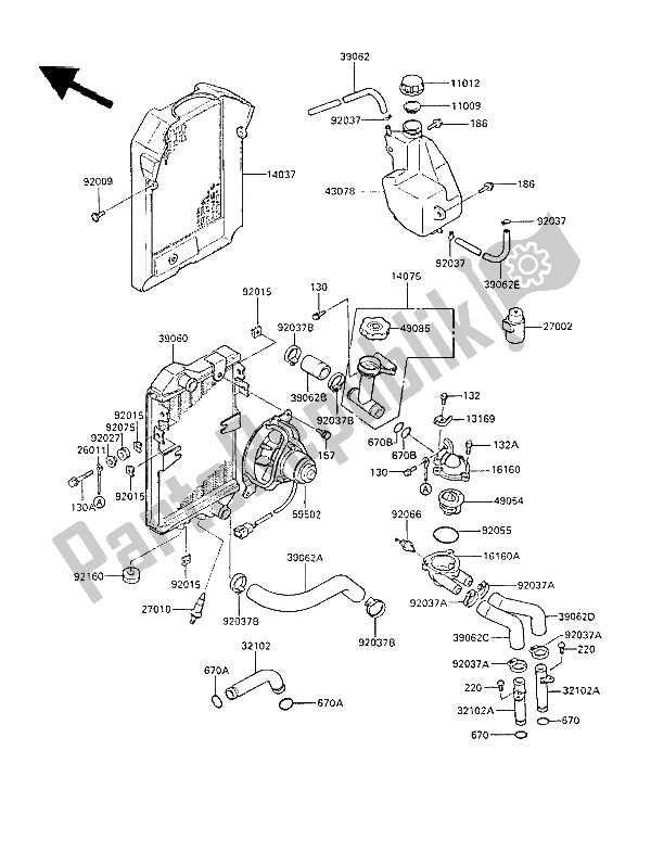 Tutte le parti per il Termosifone del Kawasaki LTD 450 1985