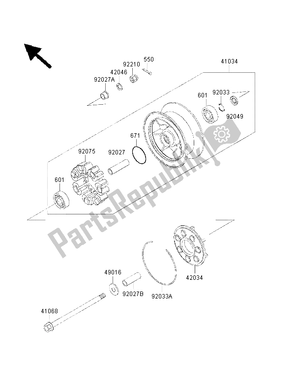 All parts for the Rear Hub of the Kawasaki VN 1500 Classic FI 2001