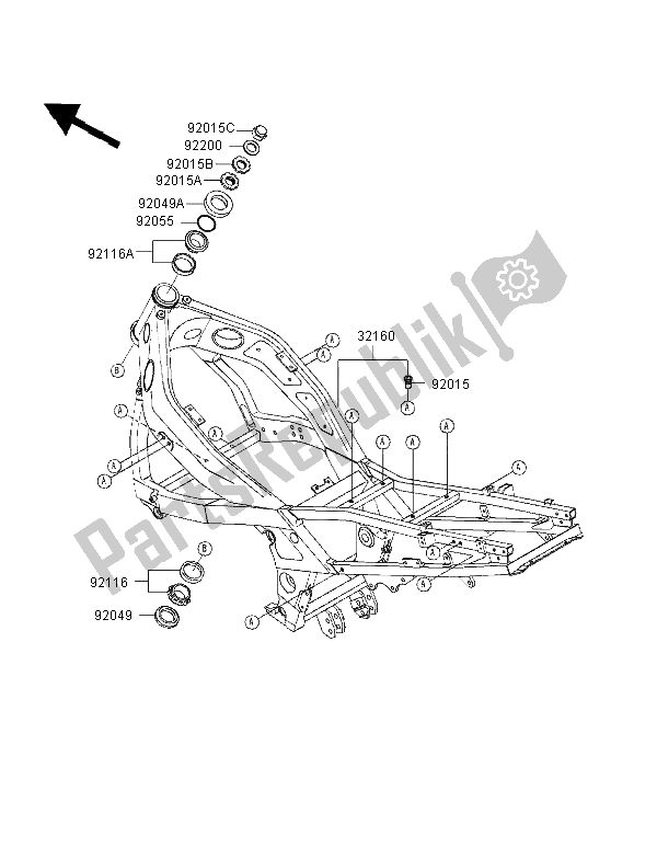 Todas as partes de Quadro, Armação do Kawasaki ZZ R 600 1997