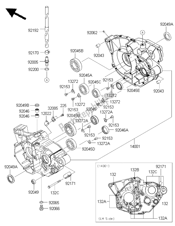 Todas as partes de Bloco Do Motor do Kawasaki KX 250F 2015