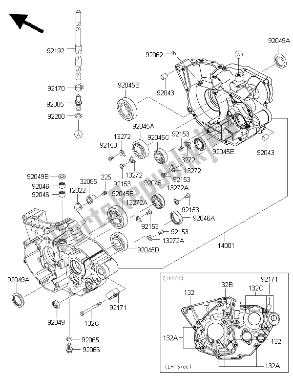 Todas las partes para Caja Del Cigüeñal de Kawasaki KX 250F 2015