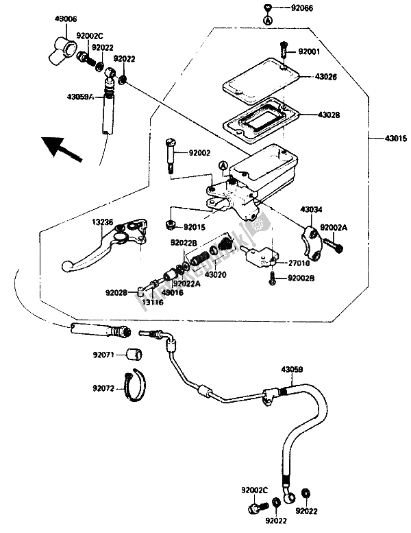 Todas las partes para Cilindro Maestro Del Embrague de Kawasaki ZX 10 1000 1990