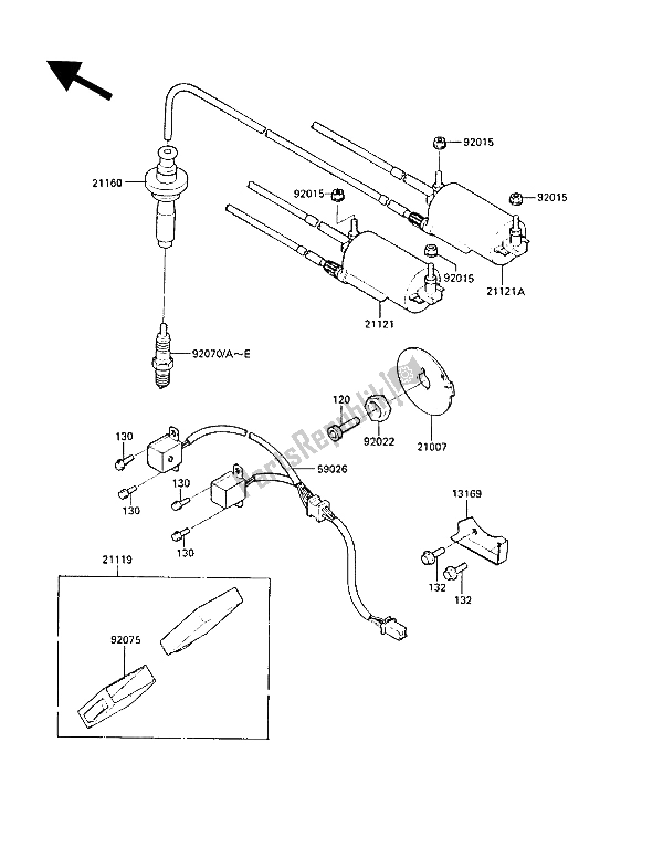 Tutte le parti per il Sistema Di Accensione del Kawasaki ZL 1000 1987