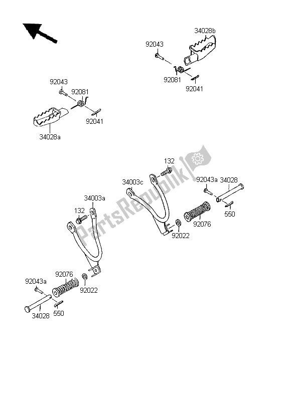 All parts for the Footrests of the Kawasaki KMX 125 SW 1995