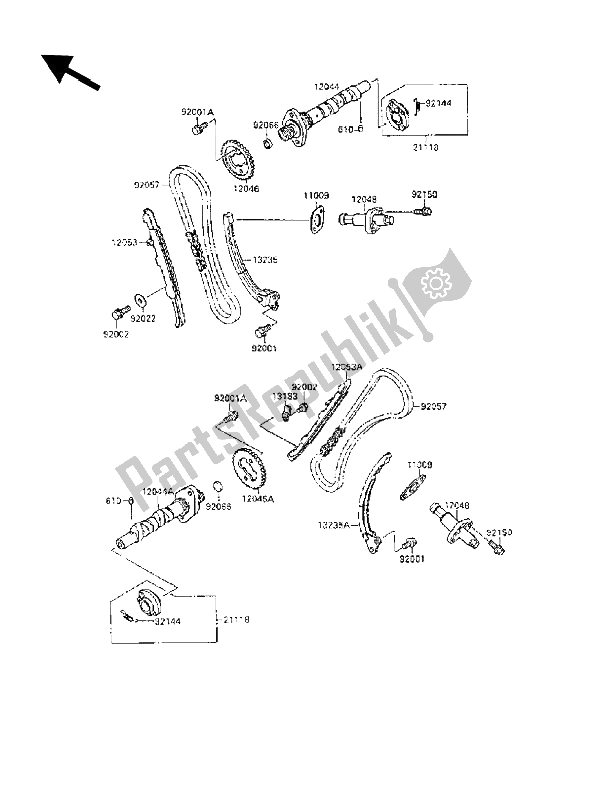 Todas las partes para árbol De Levas Y Tensor de Kawasaki VN 1500 SE 1990