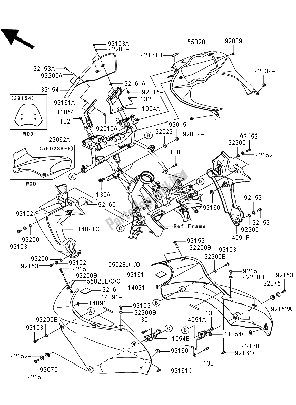 All parts for the Cowling of the Kawasaki Versys ABS 650 2009