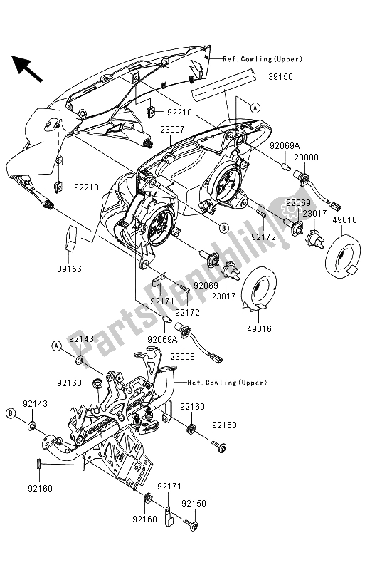 All parts for the Headlight(s) of the Kawasaki Z 1000 SX ABS 2013