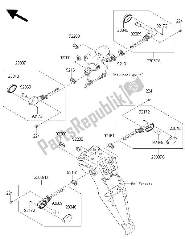 Tutte le parti per il Indicatori Di Direzione del Kawasaki KLX 250 2015