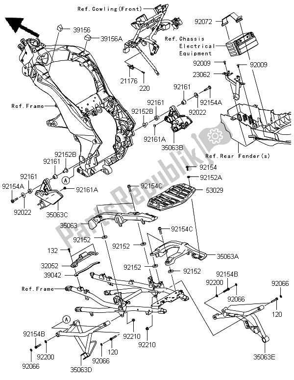 All parts for the Frame Fittings of the Kawasaki Versys 1000 2012