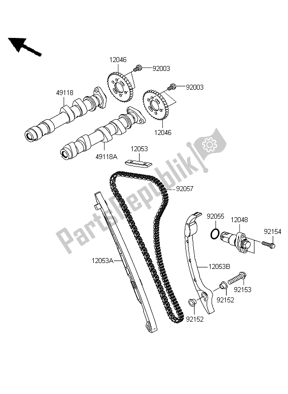 Tutte le parti per il Albero A Camme (s) E Tenditore del Kawasaki ER 6N 650 2009