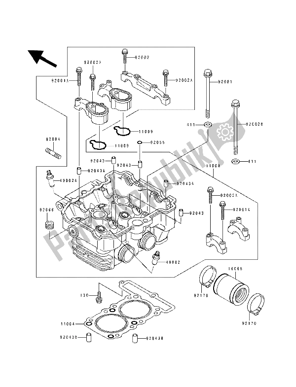 All parts for the Cylinder Head of the Kawasaki GPX 250R 1992