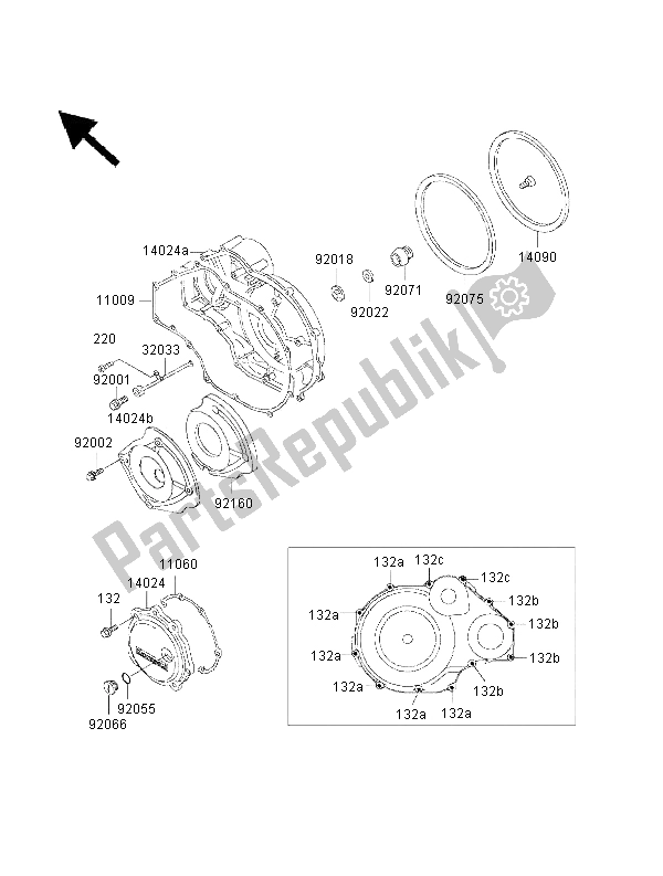 All parts for the Engine Covers of the Kawasaki 1000 GTR 2000